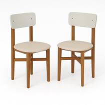 Kit 2 Cadeiras Elisa Assento Estofado Base em Madeira Maciça para Sala de Jantar Offwhite Kit 2 Cadeiras Elisa Assento Estofado Base em Madeira Maciça para Sala de Jantar Offwhite