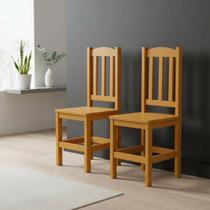 Kit 2 Cadeiras Em Madeira Maciça Reforçada Diamante - Mel Sem Estofado