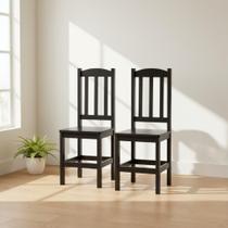 Kit 2 Cadeiras Em Madeira Maciça Reforçada Diamante - Preto Sem Estofado