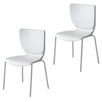 Kit 2 Cadeiras Empilháveis Base Aço Tubular Mono Branco Kit 2 Cadeiras Empilháveis Base Aço Tubular Mono Branco