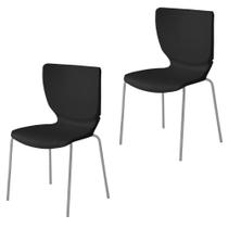 Kit 2 Cadeiras Empilháveis Base Aço Tubular Mono