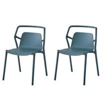 Kit 2 Cadeiras Empilhável Enjoy Rivatti 53 cm (Largura) Polipropileno (PP) Azul Aura com Proteção UV