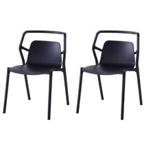 Kit 2 Cadeiras Empilhável Enjoy Rivatti 53 cm (Largura) Polipropileno (PP) Preto com Proteção UV