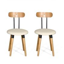 Kit 2 Cadeiras Ergonomica Para Mesa De Jantar Cozinha De Madeira Estofada com Fixação de Metal