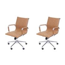 Kit 2 Cadeiras Escritório Diretor Esteirinha Rodízio Relax material sintético 3301 Kit 2 Cadeiras Escritório Diretor Esteirinha Rodízio Relax material sintético 3301