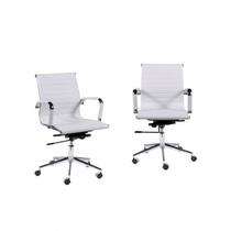 Kit 2 Cadeiras Escritório Diretor Esteirinha Rodízio Relax material sintético 3301