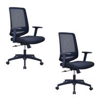 Kit 2 Cadeiras Escritório Diretor Giratória Ergonômica NR17 Shanghai