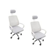 Kit 2 Cadeiras Escritório Diretor Tela Mesh Encosto De Cabeça Branco Kit 2 Cadeiras Escritório Diretor Tela Mesh Encosto De Cabeça Branco