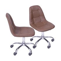 Kit 2 Cadeiras Escritório Eames Botonê com Rodízio Dkr