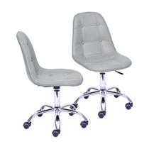 Kit 2 Cadeiras Escritório Eames Botonê com Rodízio Dkr
