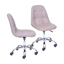 Kit 2 Cadeiras Escritório Eames Botonê com Rodízio Dkr