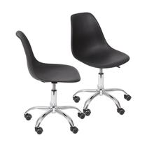 Kit 2 Cadeiras Escritório Eames Giratória com Rodízio Dkr Preto Kit 2 Cadeiras Escritório Eames Giratória com Rodízio Dkr Preto