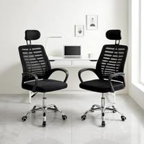 Kit 2 Cadeiras Escritório Ergonômicas Ajuste Altura Encosto em Tela e Apoio de Cabeça Kit 2 Cadeiras Escritório Ergonômicas Ajuste Altura Encosto em Tela e Apoio de Cabeça