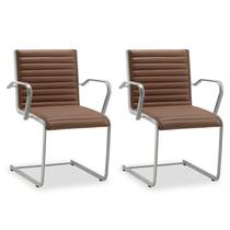 Kit 2 Cadeiras Escritório Fixa Terracota Com Braços Prata Kit 2 Cadeiras Escritório Fixa Terracota Com Braços Prata