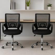 Kit 2 Cadeiras Escritório Giratória Office Arco Estofado Mesh Kit 2 Cadeiras Escritório Giratória Office Arco Estofado Mesh