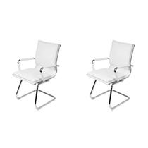 Kit 2 Cadeiras Escritorio Interlocutor Design Italiano com Relax material sintético 3304 Branco Kit 2 Cadeiras Escritorio Interlocutor Design Italiano com Relax material sintético 3304 Branco