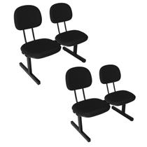 Kit 2 Cadeiras Escritório Longarinas de 2 Lugares Ecoflex