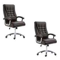 Kit 2 Cadeiras Escritório Presidente Ergonômica NR17 material sintético Mola Ensacada Marrom Kit 2 Cadeiras Escritório Presidente Ergonômica NR17 material sintético Mola Ensacada Marrom