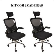 Kit 2 Cadeiras Escritório Presidente Giratória Ergonômica Mesh Ultra Comfort Pro