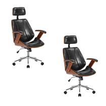 Kit 2 Cadeiras Escritório Presidente Giratória material sintético Apoia Cabeça Kopenhagen