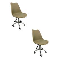 Kit 2 Cadeiras Escritório Secretaria Decorativa Eames Chicago Bege