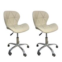 Kit 2 Cadeiras Escritório Slim Vegas Base Giratória Estofada Nude