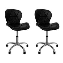 Kit 2 Cadeiras Escritório Slim Vegas Base Giratória Estofada Preto