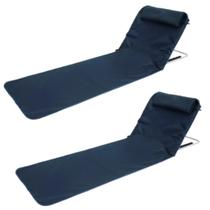Kit 2 Cadeiras Espreguiçadeira Dobravel Azul Marinho C/Bolsa