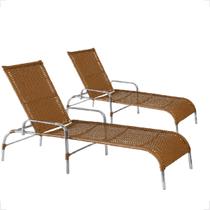 Kit 2 Cadeiras Espreguiçadeiras Para Piscina Catar em alumínio Jardim