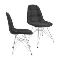 Kit 2 Cadeiras Estofada Botonnes Base Cromoda