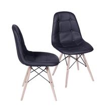 Kit 2 Cadeiras Estofada Botonnes Preto