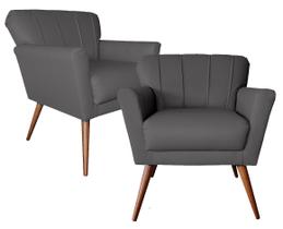 Kit 2 Cadeiras Estofada Laís Para Recepção Consultorio e Clínica - Suede - Sv Decor
