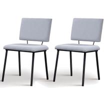 Kit 2 Cadeiras Estofadas Base Em Aço F38 Gelo Gelo