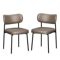 Kit 2 Cadeiras Estofadas Camila Para Sala Jantar em Aço Est Dourada Assento e Encosto Gianduia- EdeCasaMoveis Kit 2 Cadeiras Estofadas Camila Para Sala Jantar em Aço Est Dourada Assento e Encosto Gianduia- EdeCasaMoveis