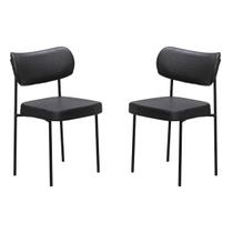 Kit 2 Cadeiras Estofadas Camila Para Sala Jantar em Aço Est Preta Assento e Encosto Preta - EdeCasaMoveis Kit 2 Cadeiras Estofadas Camila Para Sala Jantar em Aço Est Preta Assento e Encosto Preta - EdeCasaMoveis