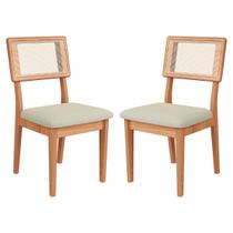 Kit 2 Cadeiras Estofadas com Encosto de Tela MDF Freijó Césare Escuro Kit 2 Cadeiras Estofadas com Encosto de Tela MDF Freijó Césare Escuro