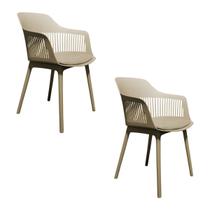 Kit 2 Cadeiras Estofadas de Jantar Marcela Bege
