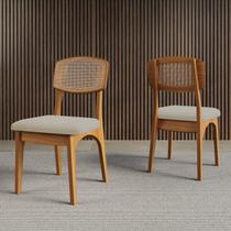 Kit 2 Cadeiras Estofadas em Tweed Claro Encosto Telado Estrutura 100% Mdf Nápoles Kit 2 Cadeiras Estofadas em Tweed Claro Encosto Telado Estrutura 100% Mdf Nápoles