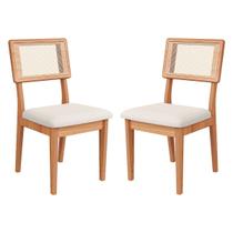 Kit 2 Cadeiras Estofadas Encosto de Tela 100% MDF Freijó Cesare Claro Dalla Costa