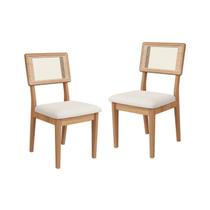 Kit 2 Cadeiras Estofadas Encosto Telado Estrutura 100% MDF Bolonha Marrom/Freijó/Cesare Claro