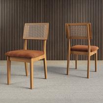 Kit 2 Cadeiras Estofadas Encosto Telado Estrutura 100% Mdf Tecido Cesare