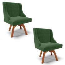 Kit 2 Cadeiras Estofadas Giratória para Sala de Jantar Lia Suede Verde - Ibiza