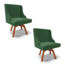 Kit 2 Cadeiras Estofadas Giratória para Sala de Jantar Lia Veludo Verde Esmeralda - Ibiza