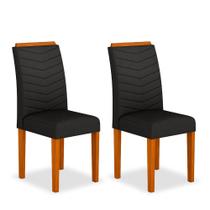 Kit 2 Cadeiras Estofadas Lisboa Wood Mesa De Jantar Cin/preto - Moveis Arapongas