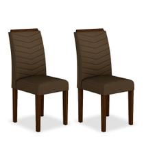 Kit 2 Cadeiras Estofadas Lisboa Wood Mesa De Jantar Imbuia/marrom - Moveis Arapongas