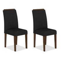 Kit 2 Cadeiras Estofadas Londres Imbuia/preto - Móveis Arapongas