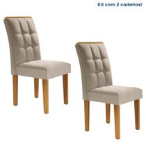 Kit 2 Cadeiras Estofadas Madri Espresso Móveis Ypê/Off White/Boucle Bege