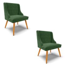 Kit 2 Cadeiras Estofadas para Sala de Jantar Pés Palito Lia Suede Verde - Ibiza