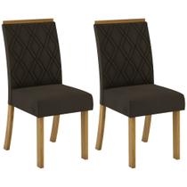 Kit 2 Cadeiras Estofadas para Sala de Jantar Vita Nature/Marrom - Henn