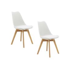 Kit 2 Cadeiras Estofadas Saarinen Wood Pés de Madeira Branco